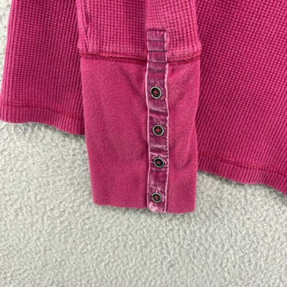 Sundance Thermal Long Sleeve Top Magenta Velvet Cuff Detail Boho Size M - Picture 5 of 10